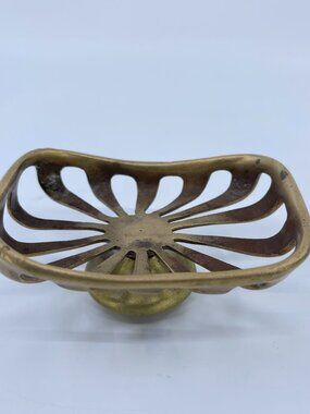 antique solid bass soap dish holder with openwork design